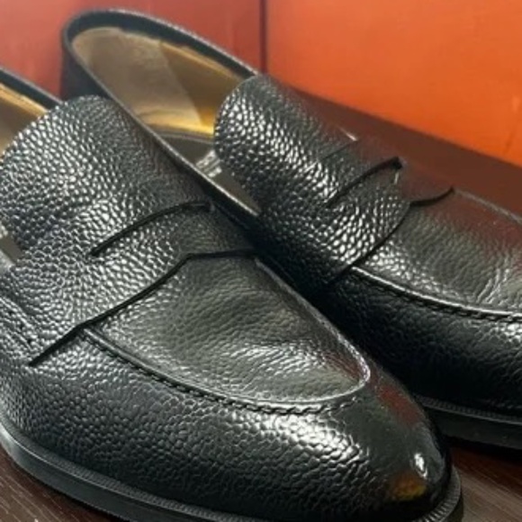 Di Bianco (SPQR) black "pebble grain" finish loafers size 9 - Picture 4 of 8